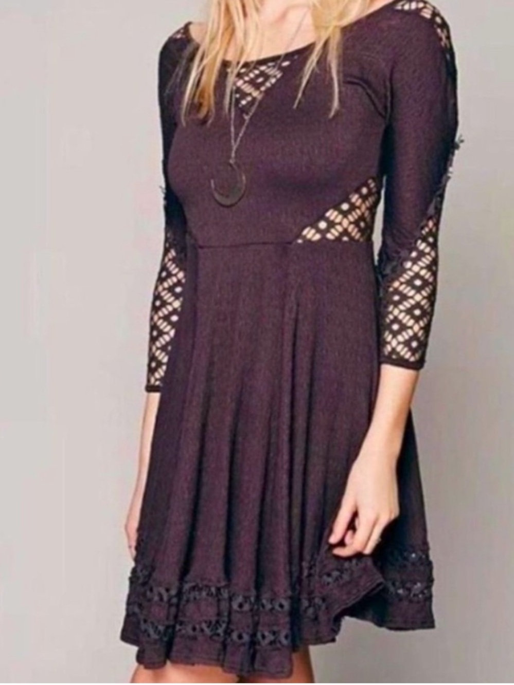 FP black lace dress with cutouts